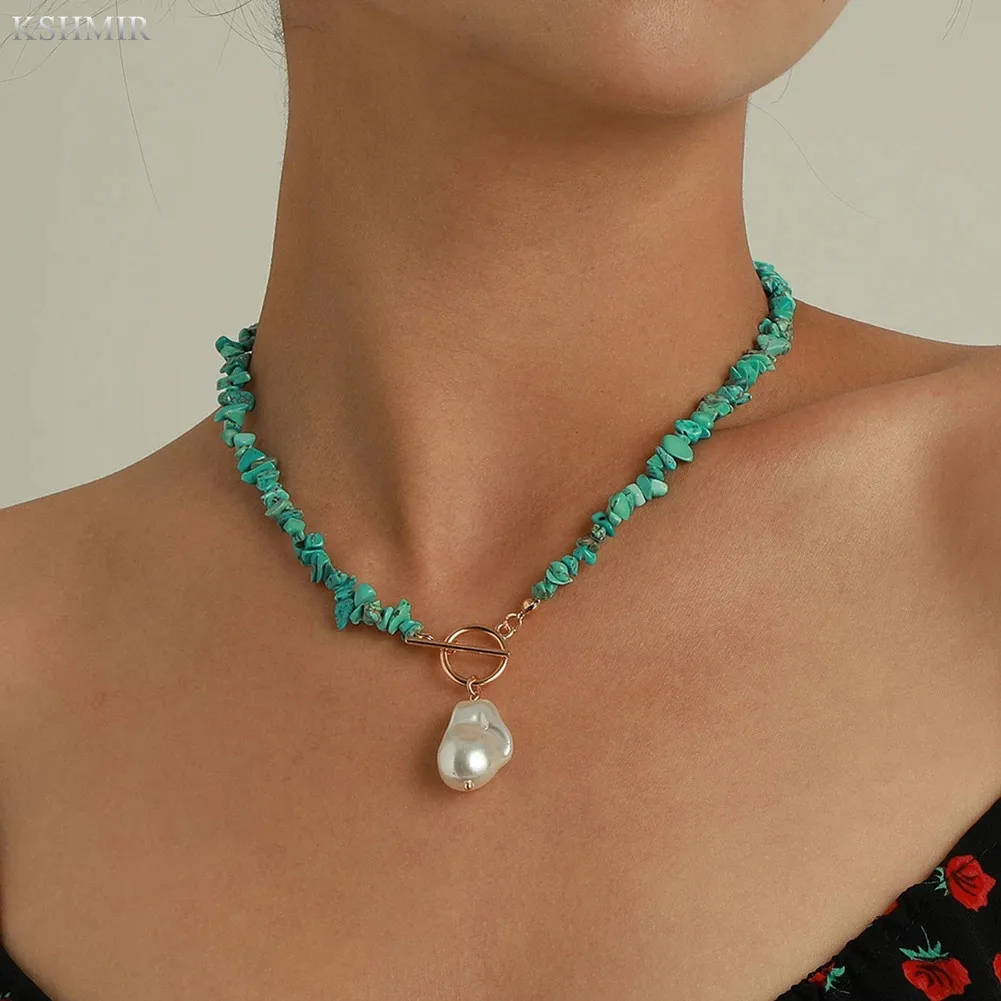 Collier Pendentif Perle Turquoise