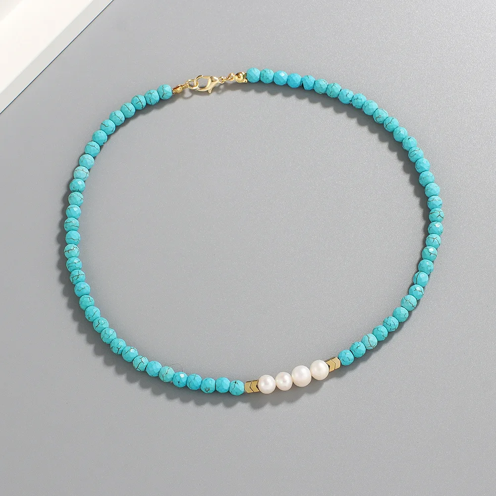 Collier Turquoise et Perle d'Eau Douce