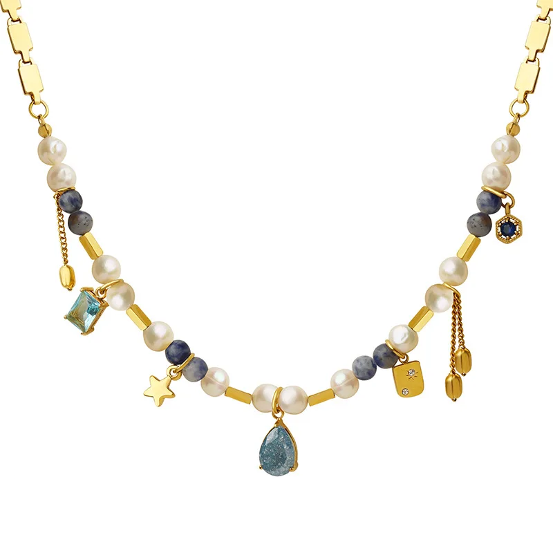 Collier Perle d'Eau Douce Selene & Lapis Lazuli