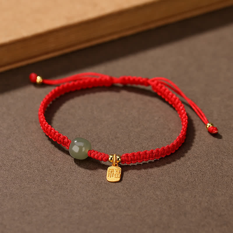 Bracelet Rouge avec Jade Hetian : Prospérité et Protection