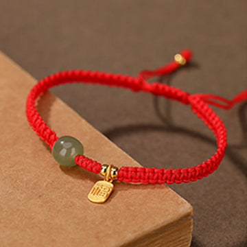 Bracelet Rouge avec Jade Hetian : Prospérité et Protection