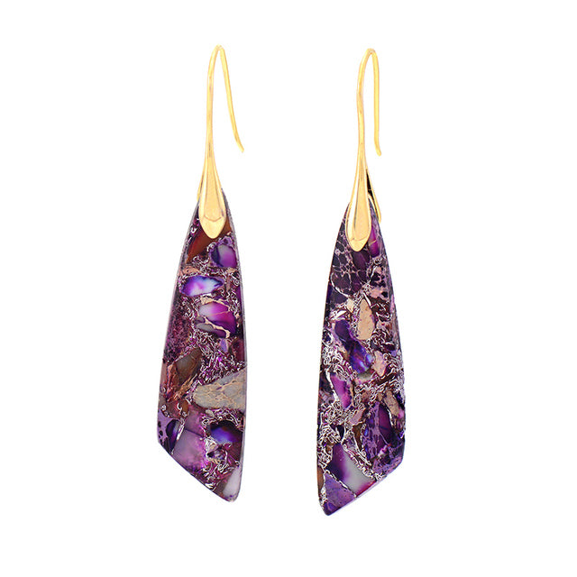 Boucles d'oreilles de protection en jaspe impérial violet