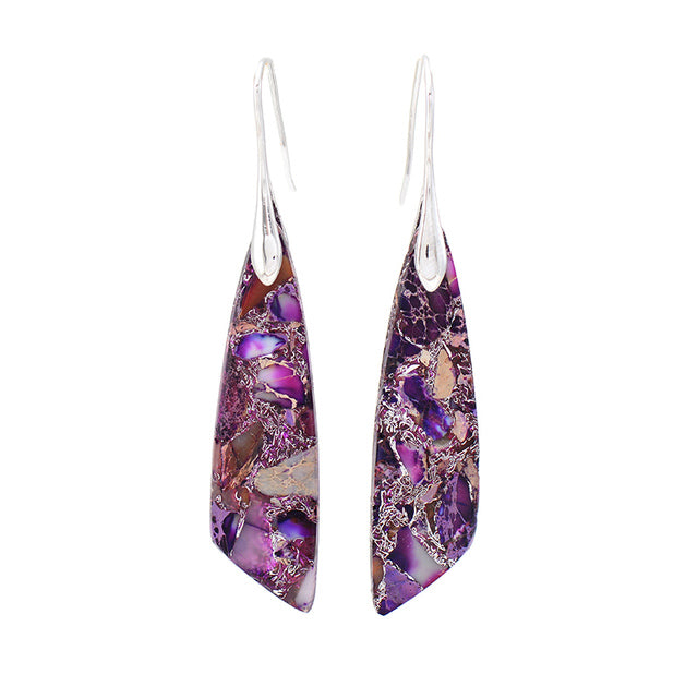 Boucles d'oreilles de protection en jaspe impérial violet