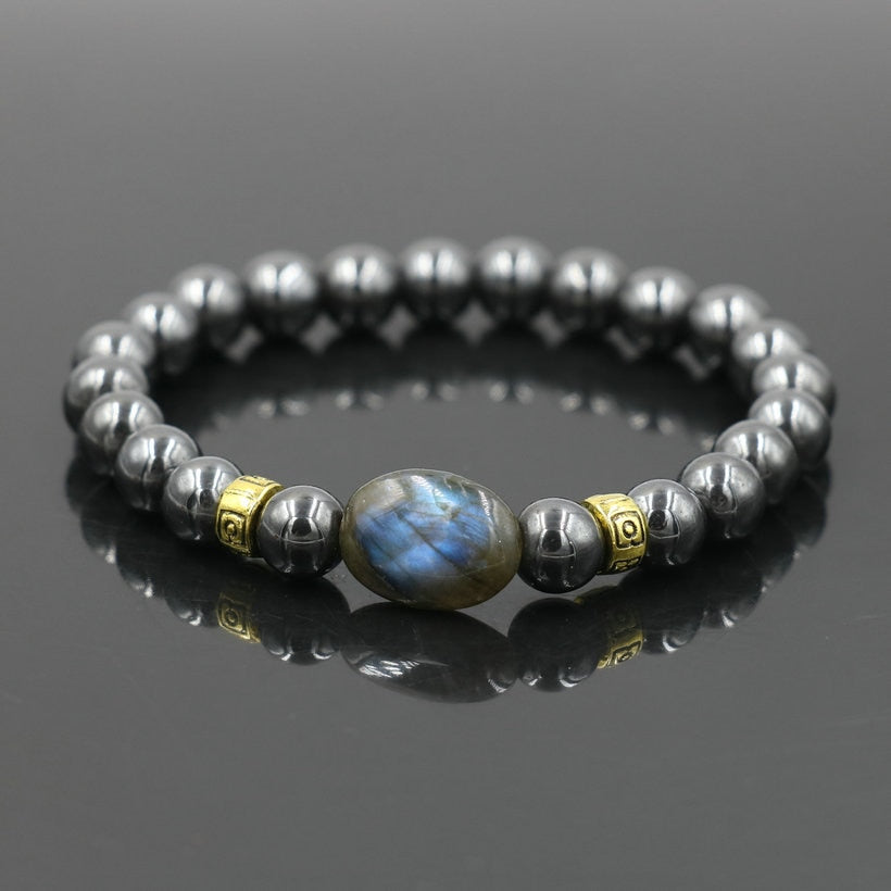 Bracelet en Hématite + Labradorite