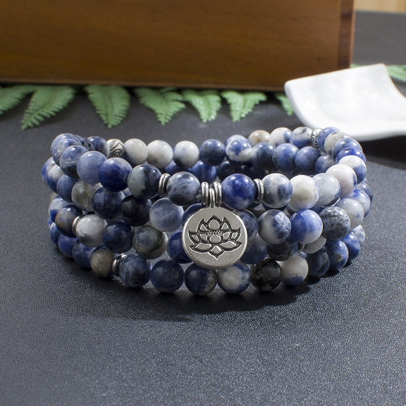 Collier Bracelet Sodalite - 108 Perles Pierres Naturelles