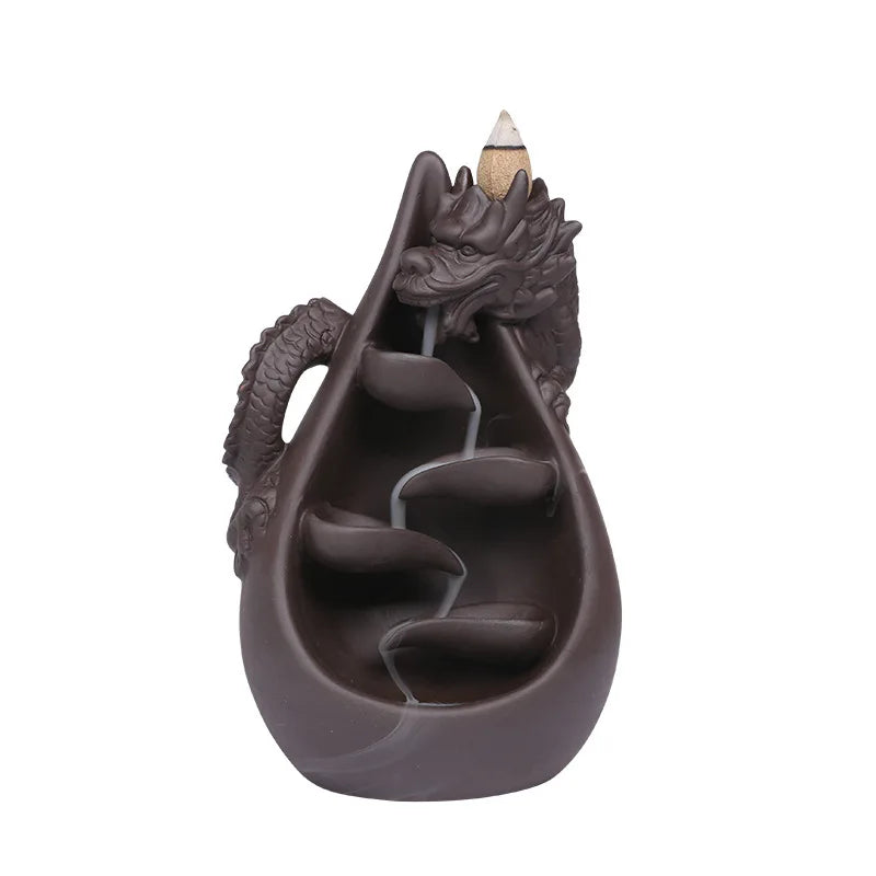 Sculpture Aromatique du Dragon Chinois - Effet Cascade - Inclus 10 Encens Offerts !