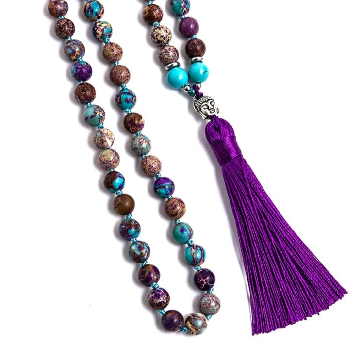 Japamala 108 Perles Turquoise + Jaspe Violet