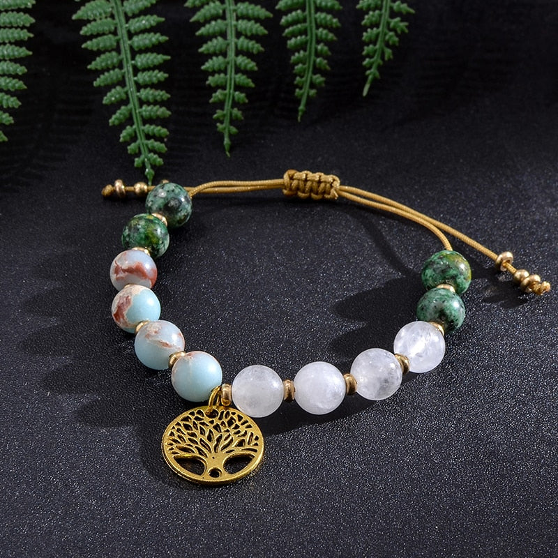 Japamala 108 Perles + Bracelet Cadeau en Jade Blanc et Turquoise Africaine