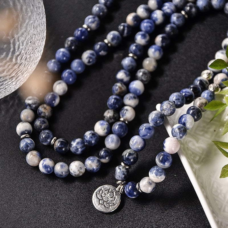 Collier Bracelet Sodalite - 108 Perles Pierres Naturelles