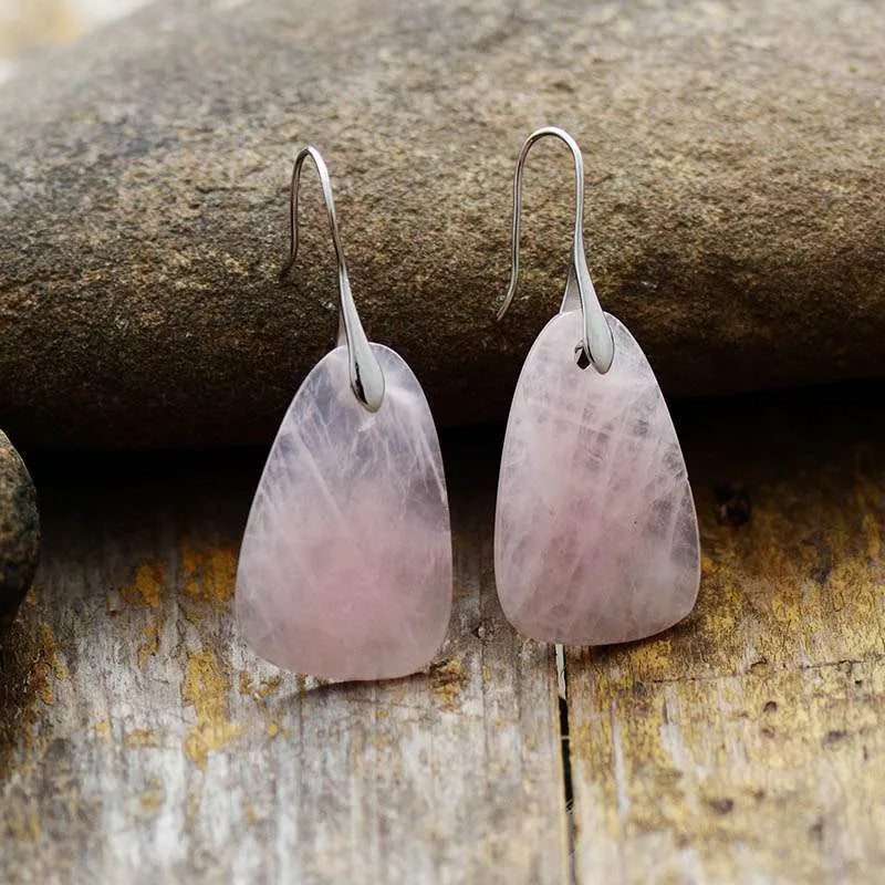 Boucles d'oreilles de l'Amour en Quartz Rose