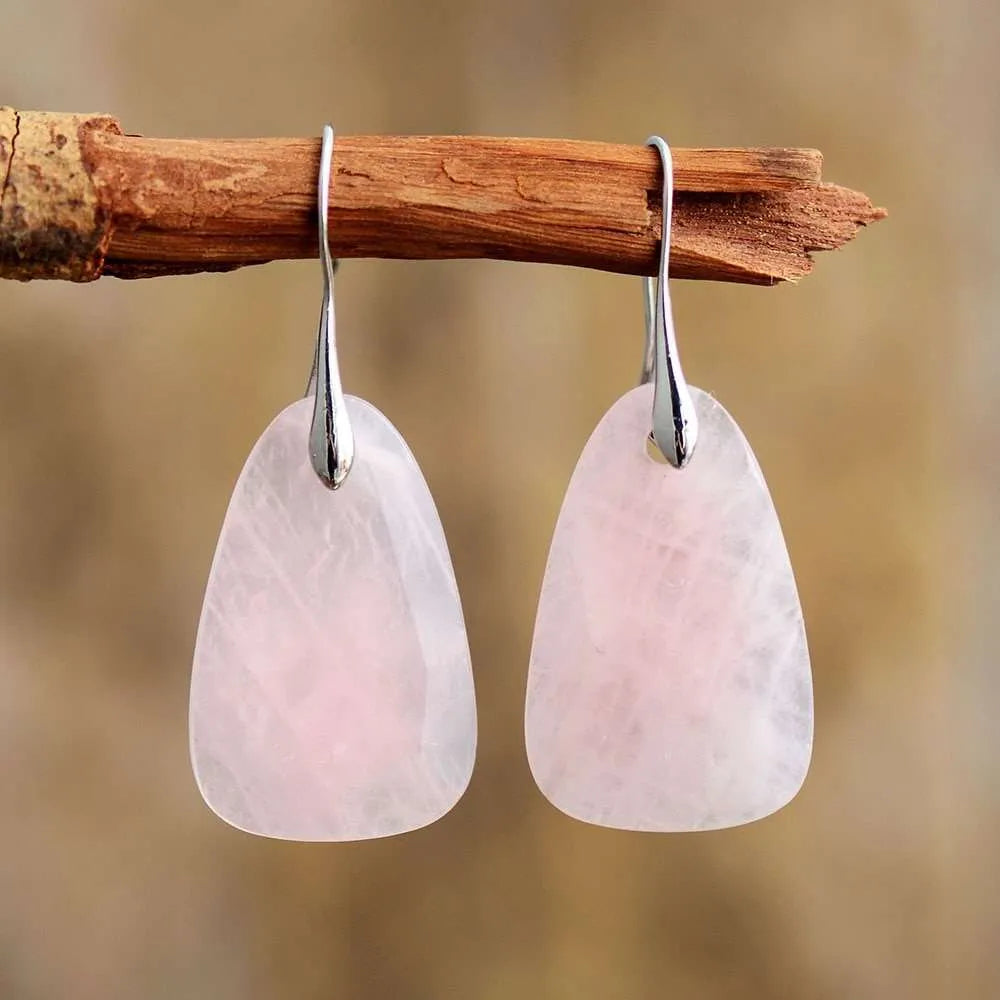 Boucles d'oreilles de l'Amour en Quartz Rose