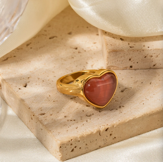 Bague de l'Harmonie Cœur Quartz Rose