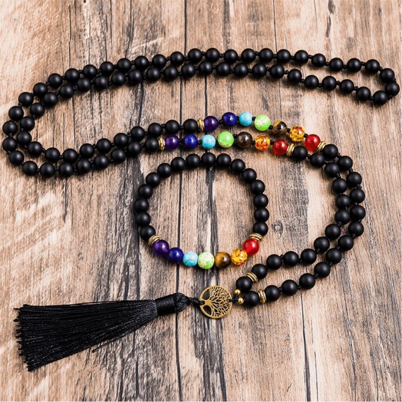 Japamala 7 Chakras et Pierre de Lave Volcanique + Bracelet Offert